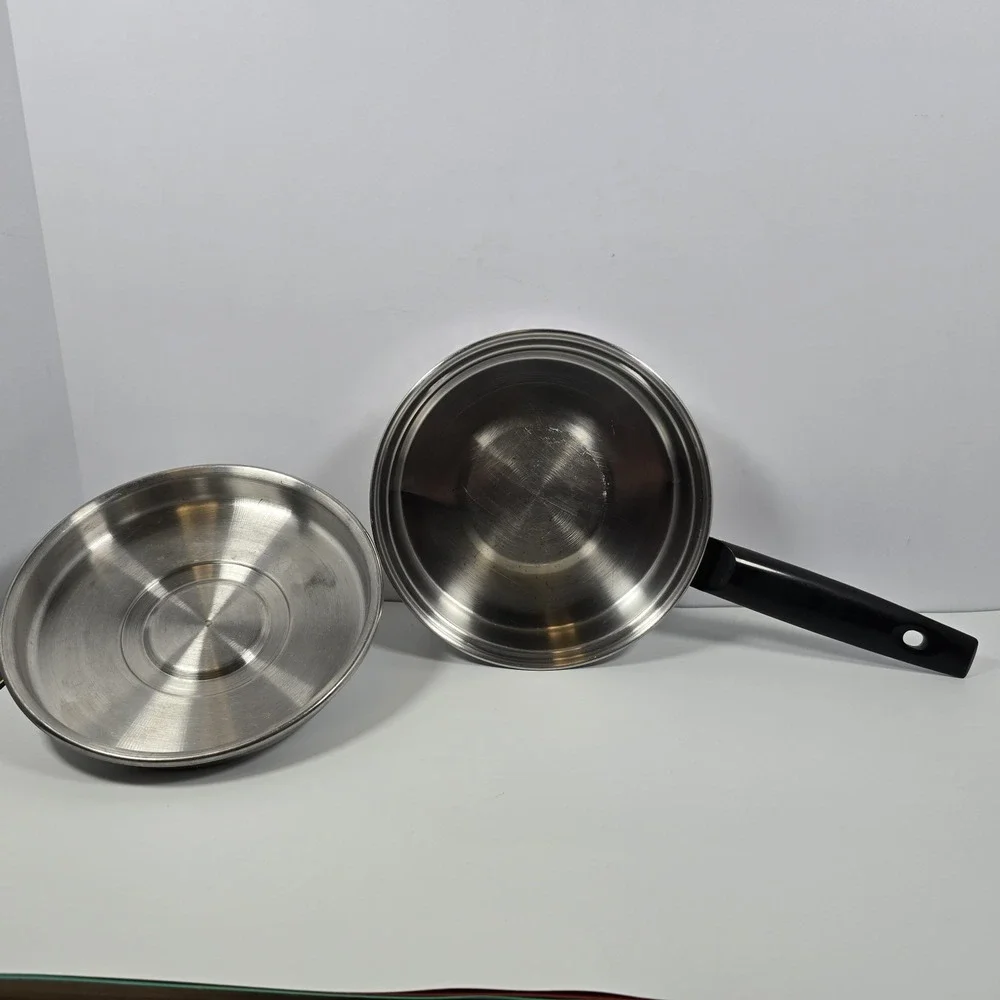 Vintage ECKO Flint Ware 3 Ply Stainless Steel Sauce Pan USA MCM